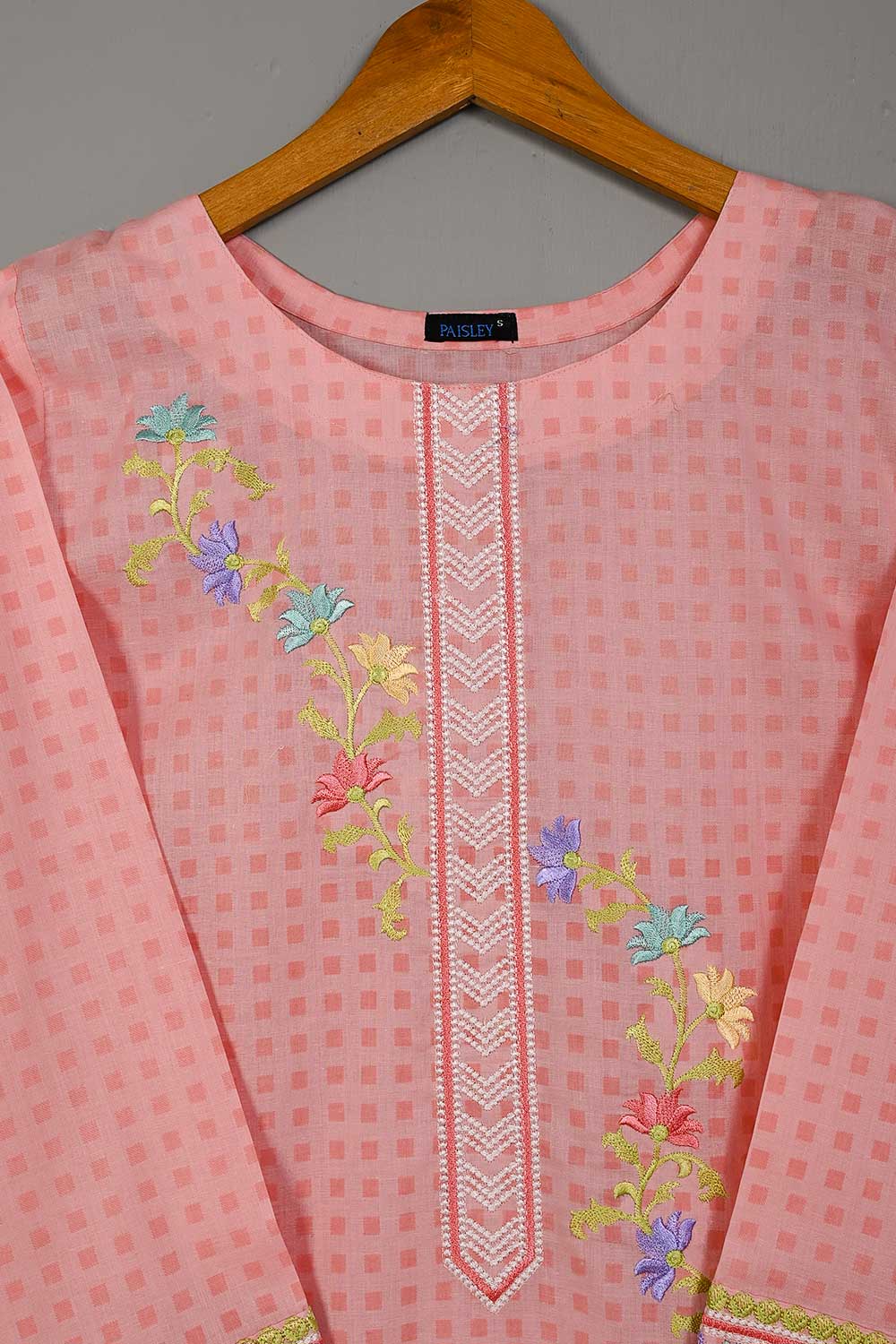 P-33-22-Pink - Small Box - Cambric Embroidered & Printed Kurti