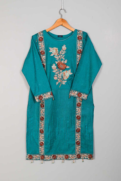 P-57-21-Turquoise - Royal Rose - Cambric Embroidered Kurti