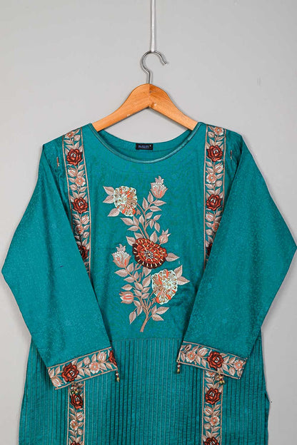 P-57-21-Turquoise - Royal Rose - Cambric Embroidered Kurti