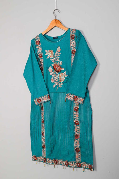 P-57-21-Turquoise - Royal Rose - Cambric Embroidered Kurti