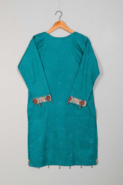 P-57-21-Turquoise - Royal Rose - Cambric Embroidered Kurti