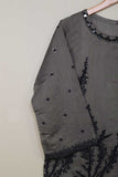 2 Pc Embroidered Organza Kurti with Embrodiered Chiffon Dupatta - Paper Cotton 2pc (P-62-20-Grey)