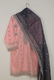 2 Pc Embroidered Organza Kurti with Embroidered Organza Dupatta - Organza 2Pc (Grey Dupatta) (P-87-20-Pink)
