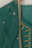 3Pc Organza Embroidered Stitched Kurti with Organza Embroidered Dupatta With Trouser - Organza 3Pc (P-Org3pc-21-TealGreen)
