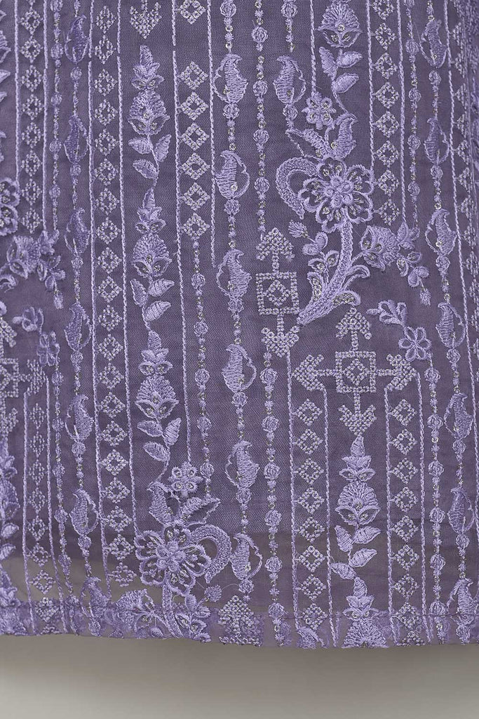 2 Pc Khombi Organza Embroidered Stitched Kurti with Organza Embroidered Dupatta - Khombi Organza Shirt Dupatta (P-orsd-21-Purple)