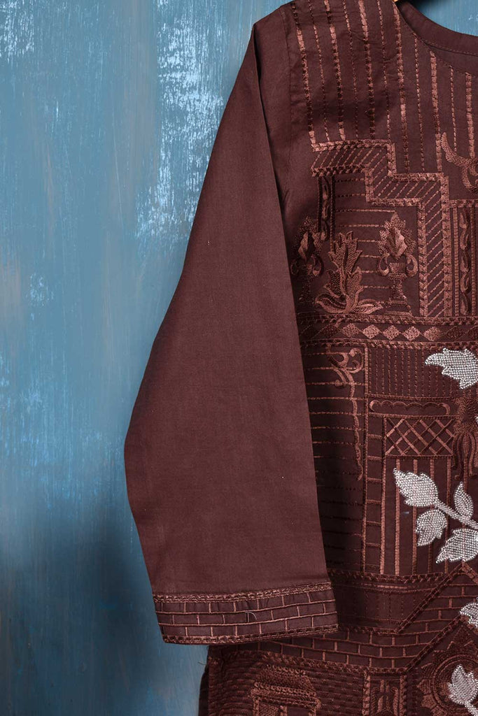 Cambric Embroidered Kurti - Palace (P-140-19-Brown)
