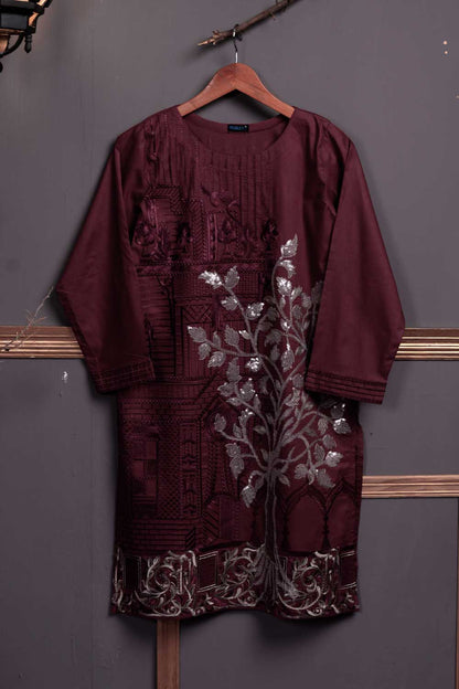 Cambric Embroidered Kurti - Palace P-140-19-Maroon