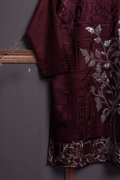 Cambric Embroidered Kurti - Palace P-140-19-Maroon