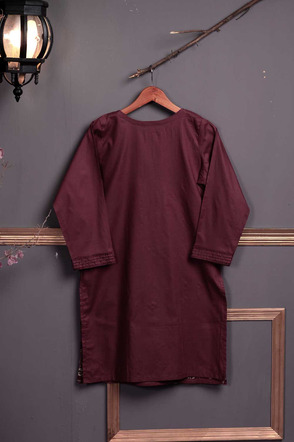 Cambric Embroidered Kurti - Palace P-140-19-Maroon