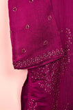 2 Pc Embroidered Organza Kurti with Embrodiered Chiffon Dupatta - Paper Cotton 2pc (P-62-20-Pink)