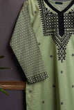 Cambric Embroidered & Printed Kurti – Peacock (P-222-19-Pista)