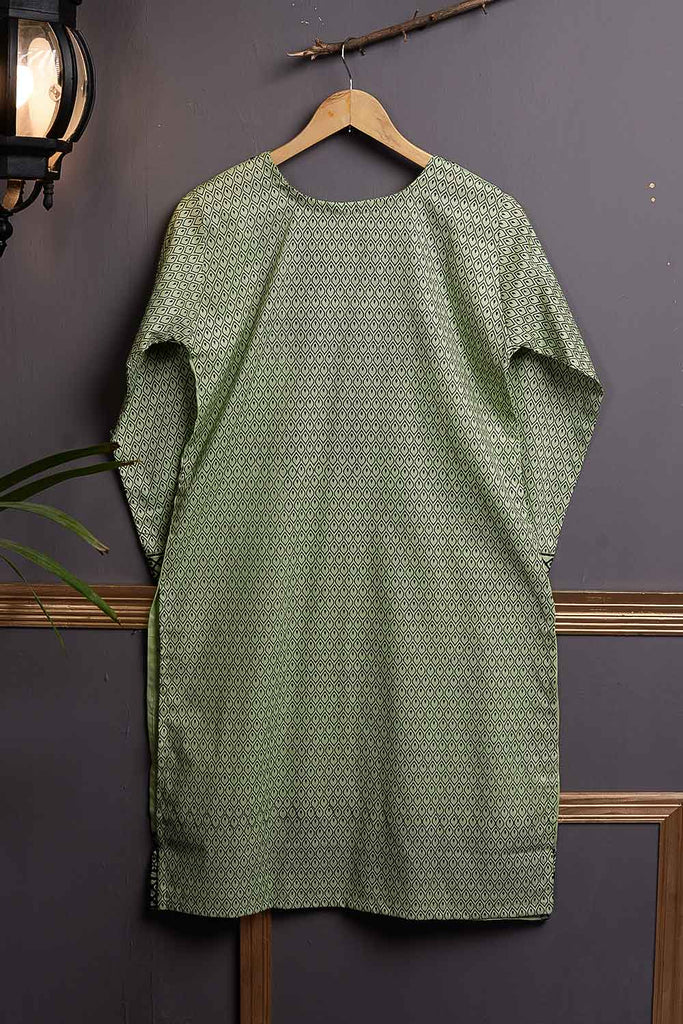 Cambric Embroidered & Printed Kurti – Peacock (P-222-19-Pista)