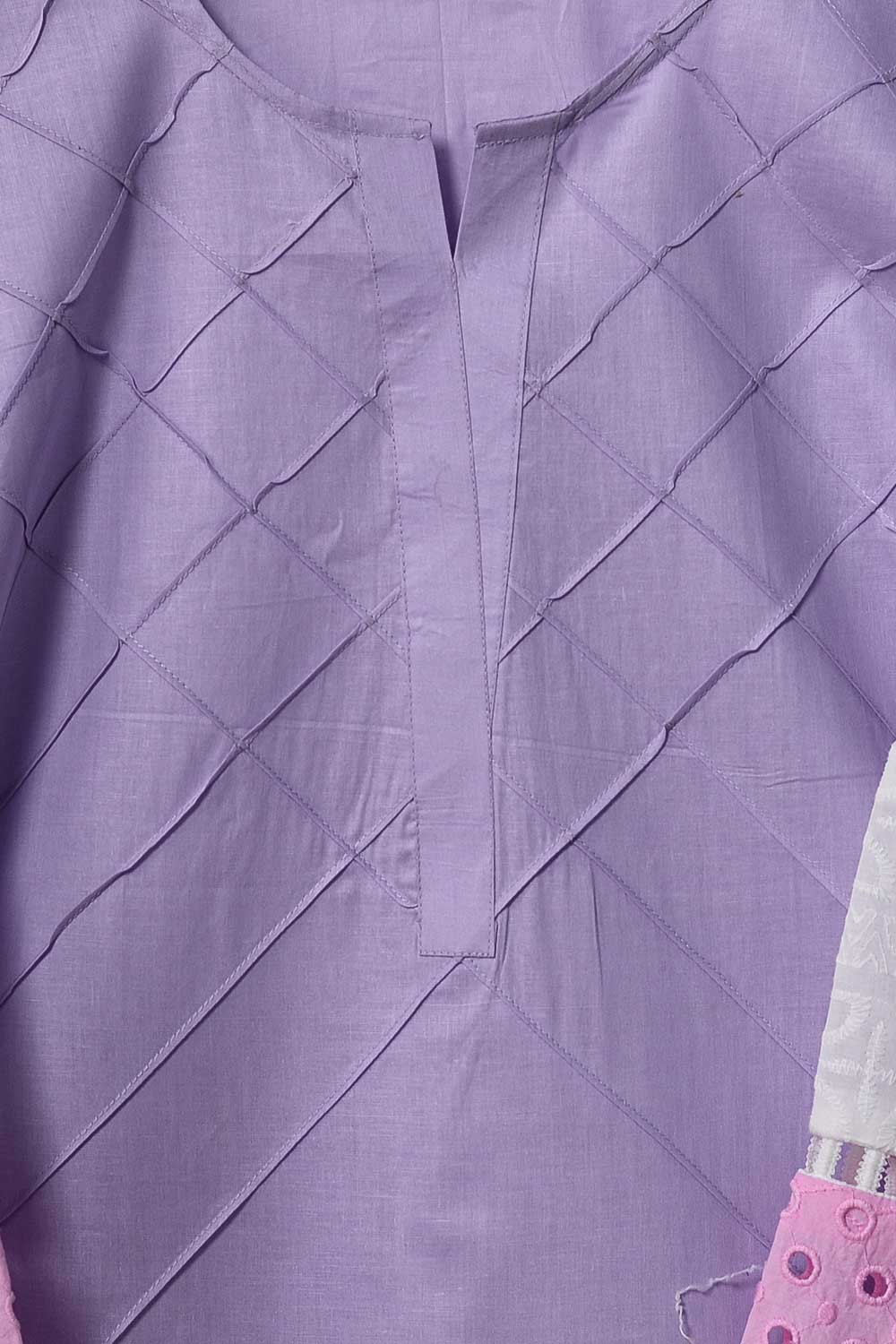 Cambric Pintex Kurti with Chikankari Borders - (P-38-20-Purple)