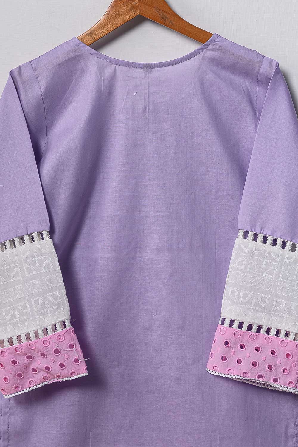 Cambric Pintex Kurti with Chikankari Borders - (P-38-20-Purple)