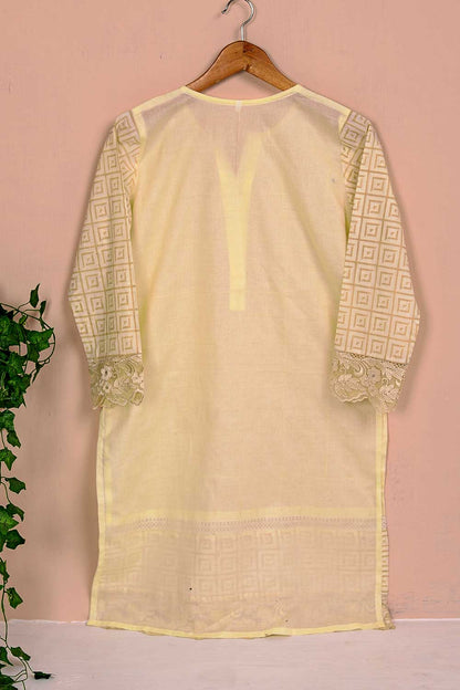 Cambric Pintex Kurti with Chikankari Borders - (P-38-20-Cream)