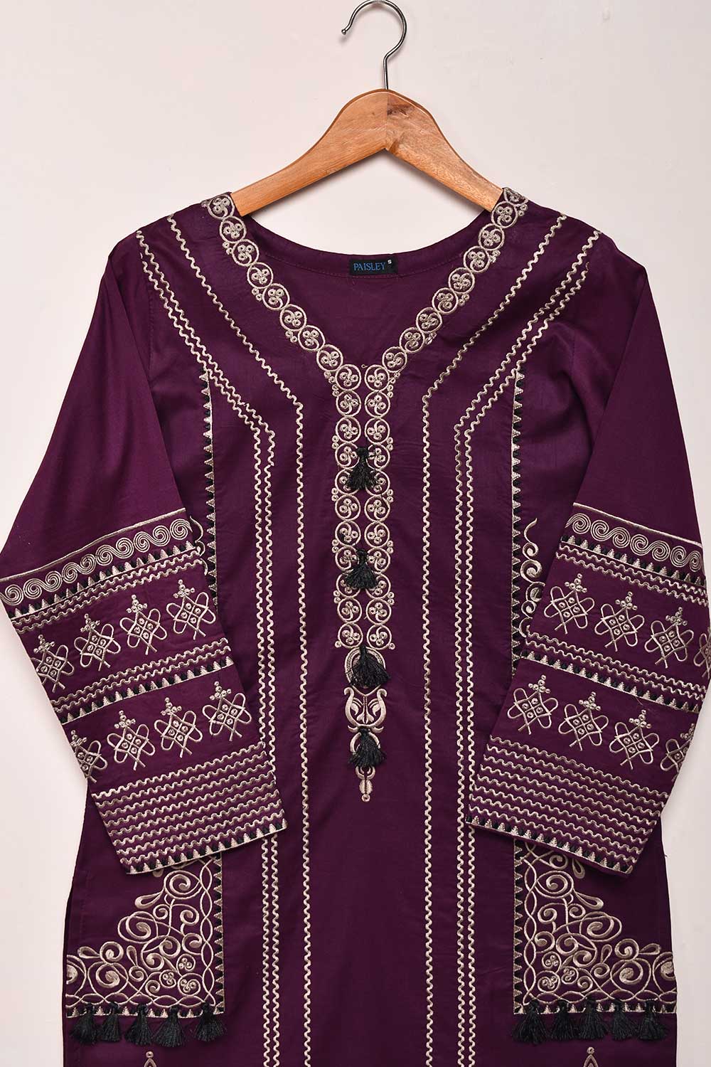 Cambric Printed & Embroidered Kurti - Priest (P-05-21-Blood)