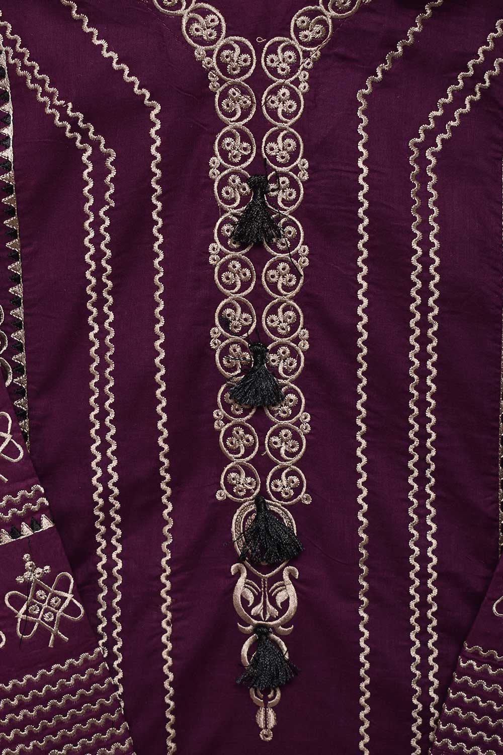 Cambric Printed & Embroidered Kurti - Priest (P-05-21-Blood)