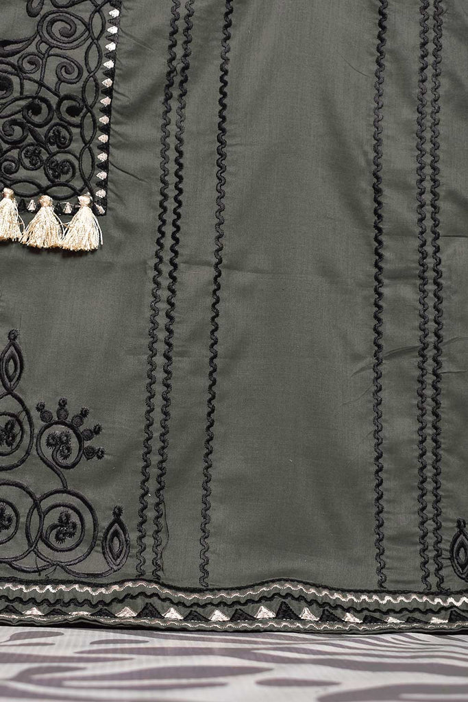 Cambric Printed & Embroidered Kurti - Priest (P-05-21-Grey)