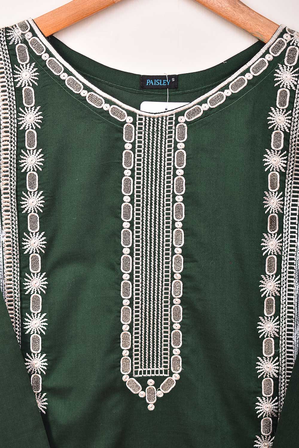 Cambric Printed & Embroidered Kurti - Proton (P-43-21-Green)