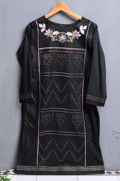 Cambric Embroidered Kurti - Pyramid (P-10-20-Black)