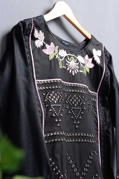 Cambric Embroidered Kurti - Pyramid (P-10-20-Black)