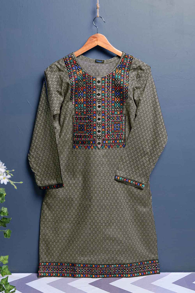 Cambric Printed & Embroidered Kurti - Rangoli (P-236-19-G)