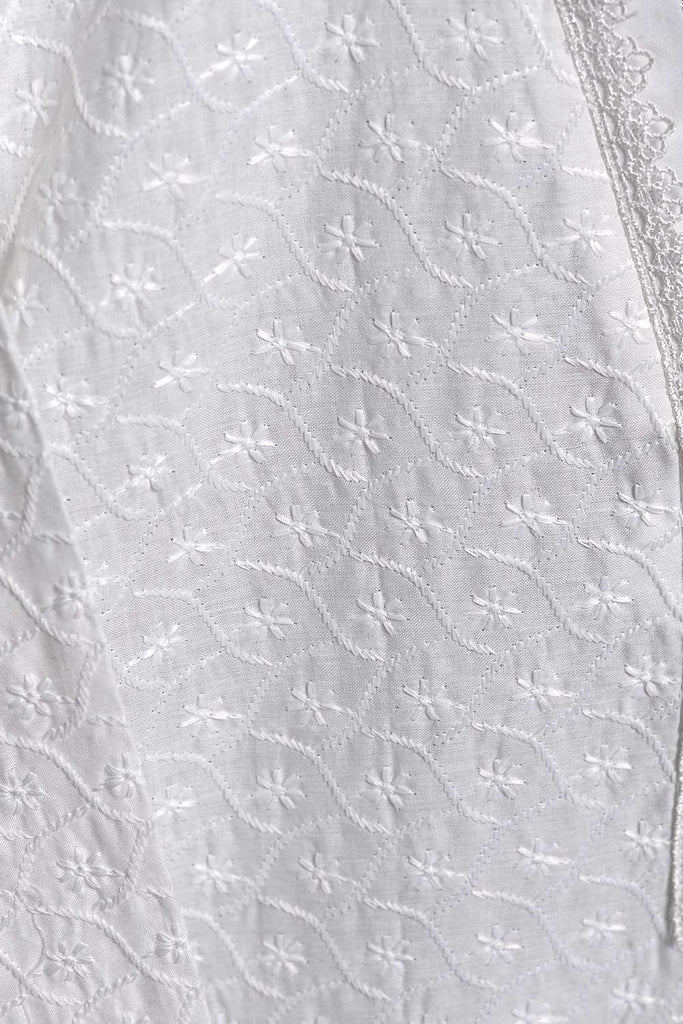 Schiffli Special Embroidered Kurti - Schiffli Fish Star (SM-006-White)