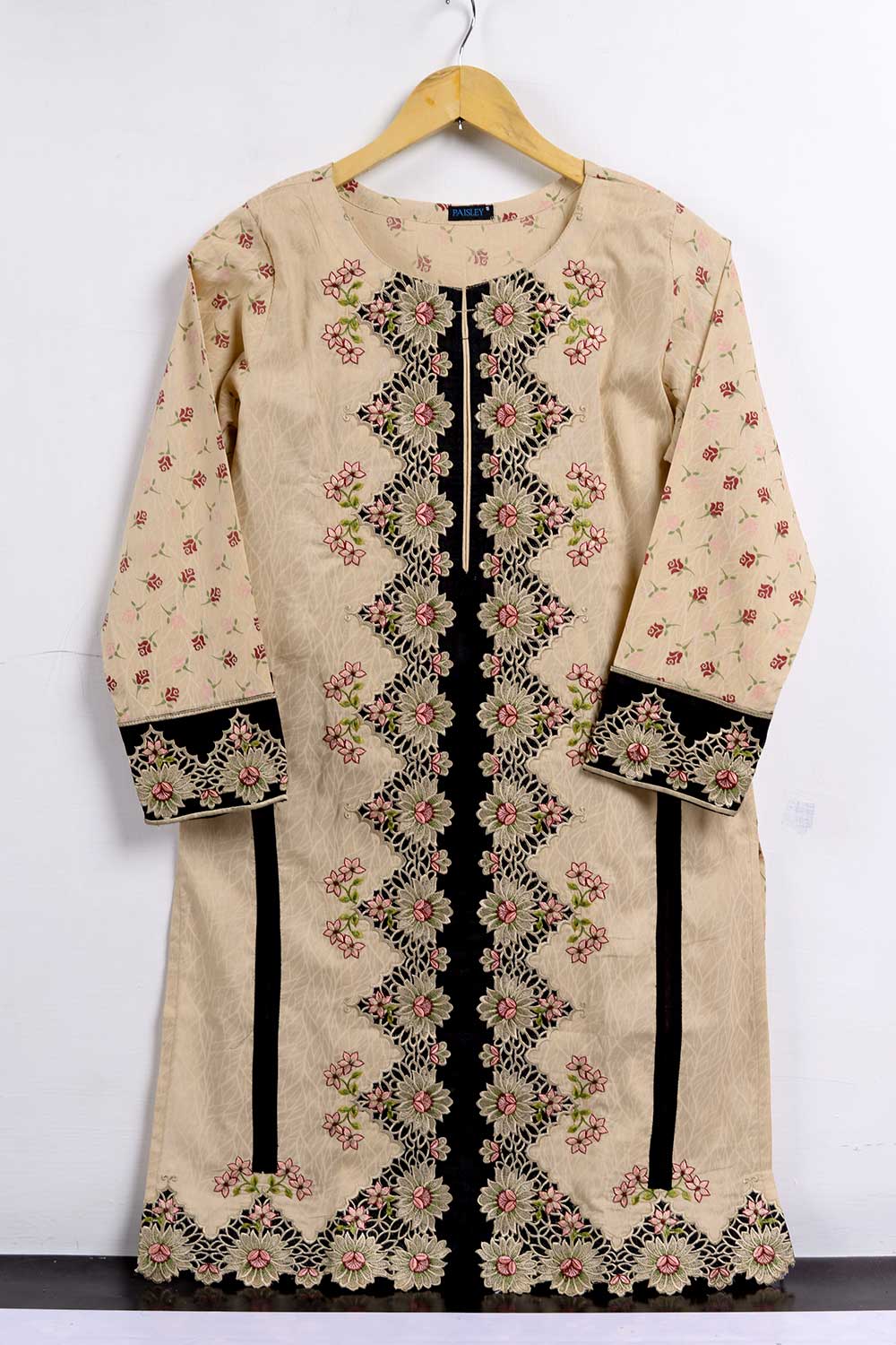 Cambric Embroidered & Printed Kurti - Shaft (P-220-19-Skin)