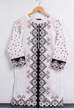 Cambric Embroidered & Printed Kurti - Shaft (P-220-19-White)