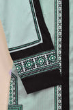 Cambric Printed & Embroidered Kurti - Side Square (P-60-21-Cyan)