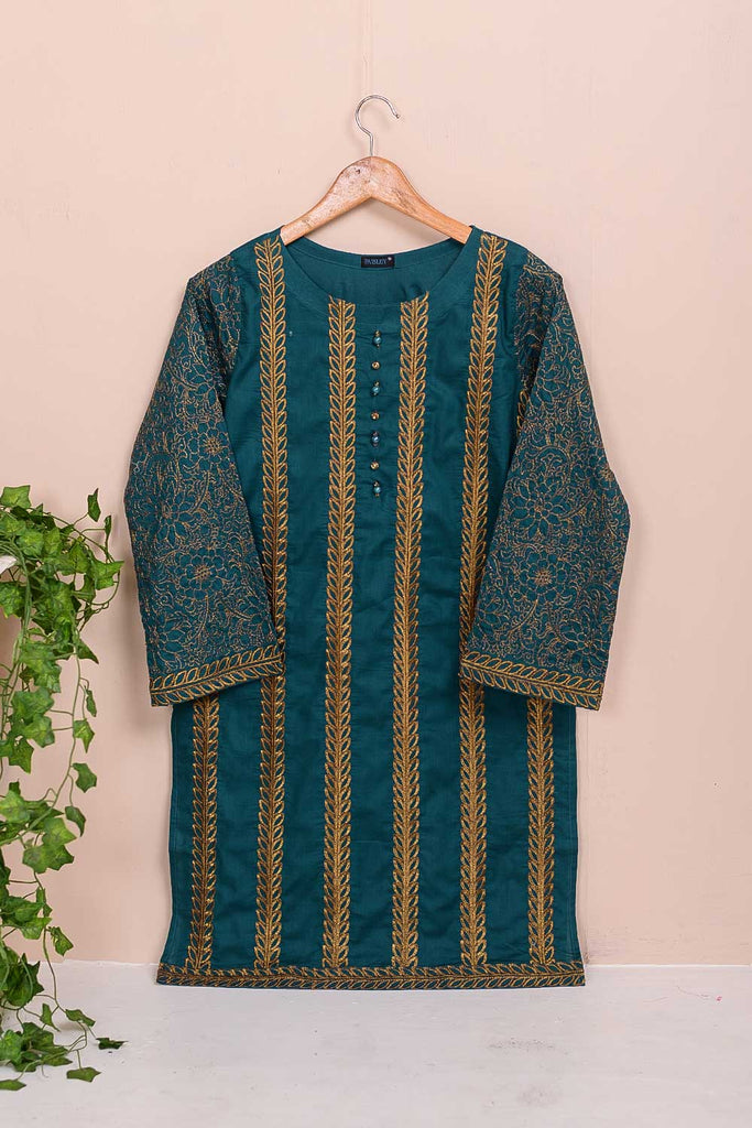 Cambric Embroidered Kurti - Sparkle - (P-15-20-Turquoise)