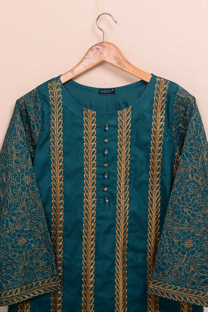 Cambric Embroidered Kurti - Sparkle - (P-15-20-Turquoise)