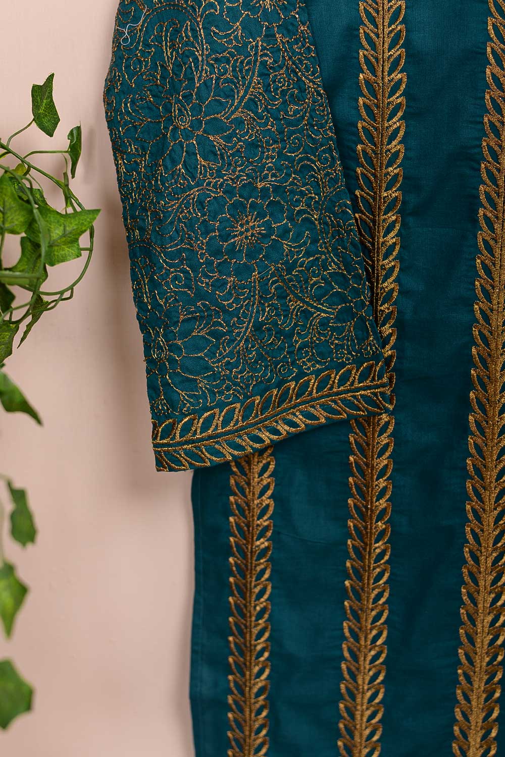 Cambric Embroidered Kurti - Sparkle - (P-15-20-Turquoise)