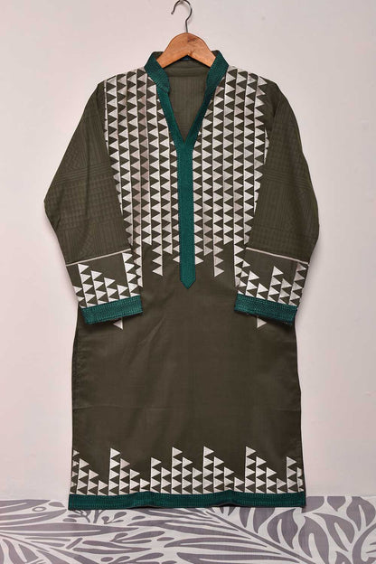 Cambric Printed & Embroidered Kurti - Spikes (P-11-21-LightBrown)