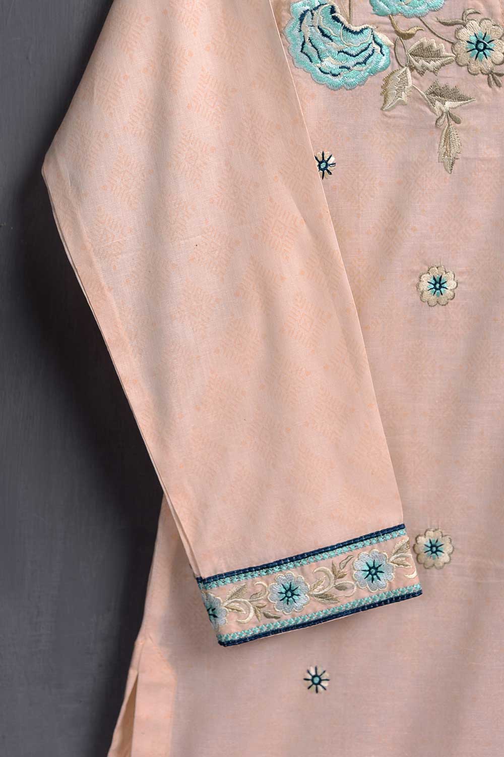 Cambric Printed & Embroidered Kurti - Sugar Candy (P-22-20-Pink)