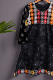 Cambric Printed & Embroidered Kurti - Sun Flower (P-223-19-BLK)