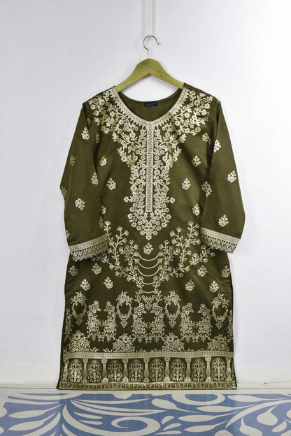 Exclusive Gold Printed Viscose Stitched Kurti - Tomb Gold (TG-01-Mehendi)