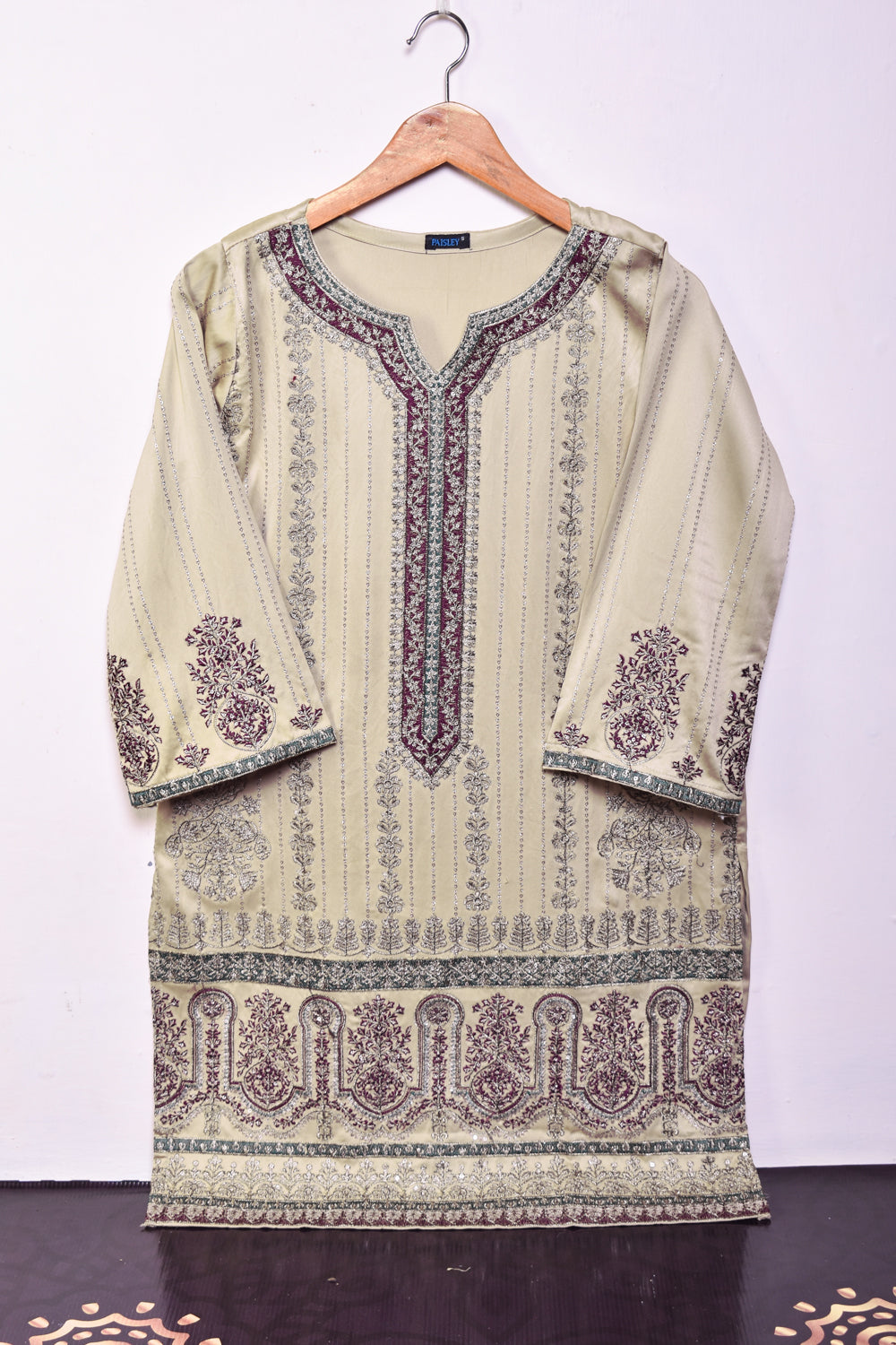 Silk Embroidered Kurti – Tomb (P-25-21-SilverGray)