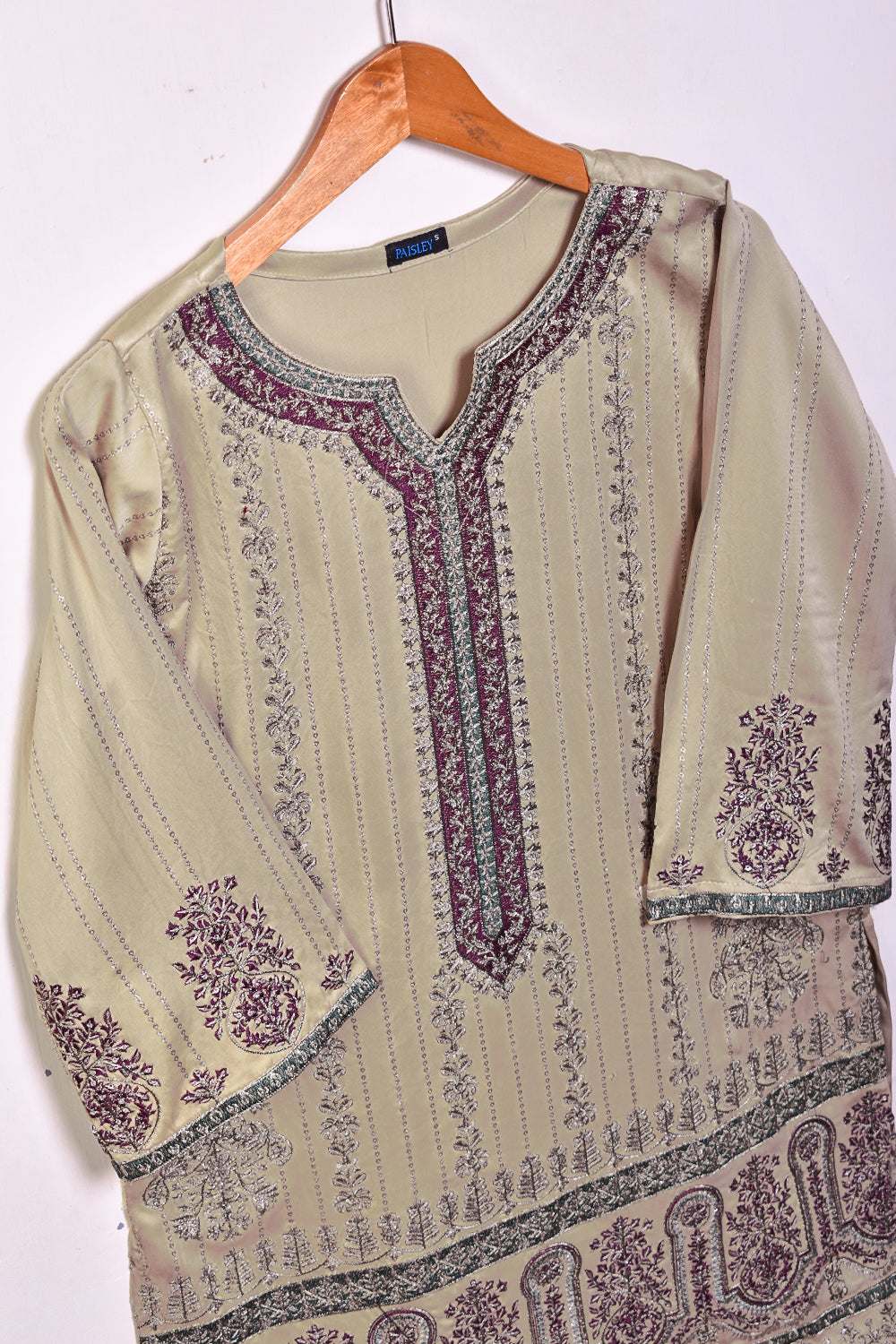 Silk Embroidered Kurti – Tomb (P-25-21-SilverGray)