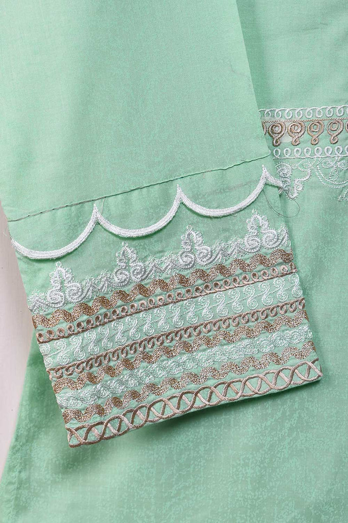 Cambric Printed & Embroidered Kurti - Top Body (P-19-21-LightGreen)