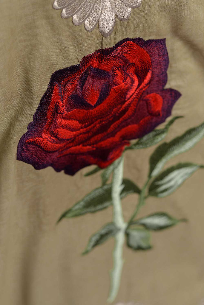 Cambric Printed & Embroidered Kurti - Tulip-(P-11-20-Coffee)