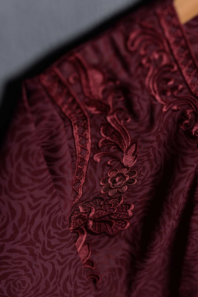 Cambric Printed & Embroidered Kurti - Tulip (P-11-20-Maroon)