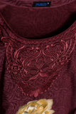 Cambric Printed & Embroidered Kurti - Tulip (P-11-20-Maroon)