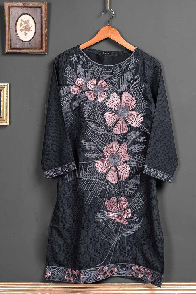 Viscose Printed & Embroidered Kurti - Twin Flower P-200-19V-GR