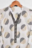 Cambric Printed & Embroidered Kurti - V-Neck (P-83-20-White)