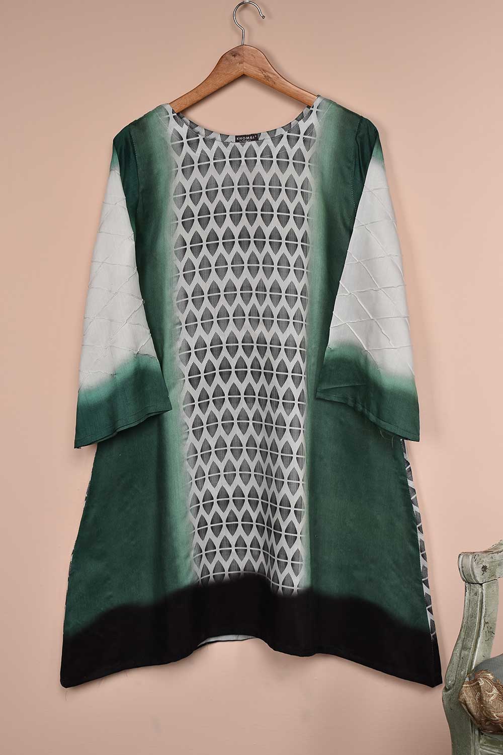 Viscose Printed Stitched Kurti - Viscose Eye (P-VE-21-WhiteGreen)