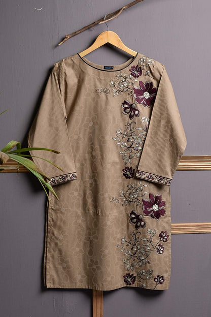 Cambric Printed and Embroidered Kurti - Jail Break (P-202-19-Dusty)